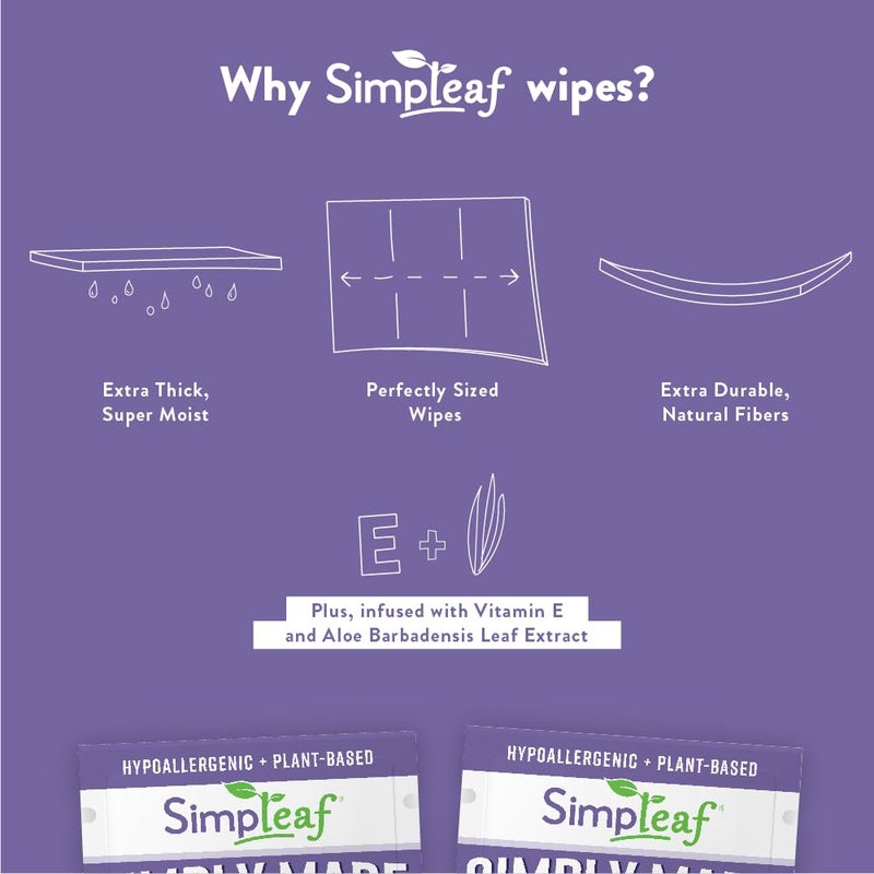 Simpleaf Flushable Lavender Single Pack Wet Wipes | Eco-Friendly Paraben & Alcohol Free | Hypoallergenic & Safe for Sensitive Skin | Soothing Aloe Vera Formula | (30 Single Pack Wipes) - Image 5